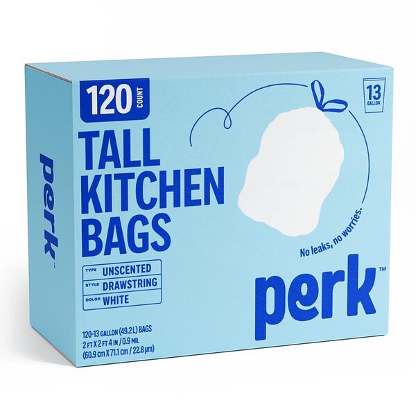 Perk Trash Bags 13gal White (120)