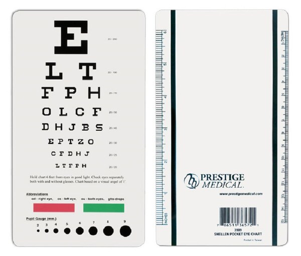 Exam Supplies: Eye Chart (Snellen)